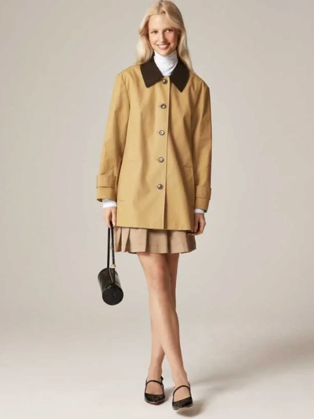 L (w flaw) J.Crew Barn Jacket in cotton canvas with corduroy collar Honey Brown